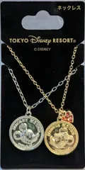 東京ディズニーリゾート ペアネックレス Disney jewel ミッキー＆ミニー コイン シルバー ゴールド