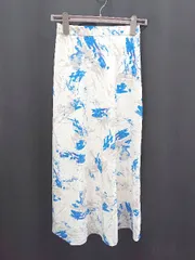 ◇ ⊂ A part by アパートバイ 総柄 ロング フレア スカート サイズF ホワイト ブルー系 レディース E  【1507230010247】
