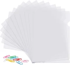 DY.2ten クリアホルダー A4 30枚 クリアファイル 0.16mm厚 透明 ケース 書類整理 資料収納 書類保護 薄型 縦型 持ち運びに便利 ペーパークリップ付き(透明)