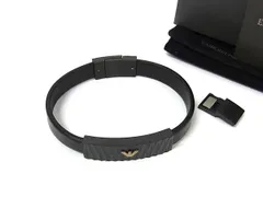 ■新品■未使用■ EMPORIO ARMANI エンポリオアルマーニ レザー ブレスレット アクセサリー メンズ ブラック系 BJ9785