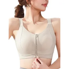 [veimia] 胸を小さく見せるブラ 小さく見せるブラ【 前ファスナーで1秒着脱・薄型パッド・1000+通気孔・安定感・見痩せ・脇高】 垂れ防止 シームレス 揺れない 前開きブラジャーcolor：グレー size：XXL(40/90B-F)