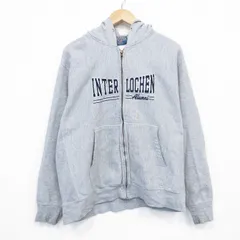 L/古着 長袖 フルジップ スウェット パーカー メンズ 00s INTER グレー 霜降り 25oct11 中古 スエット トレーナー トップス