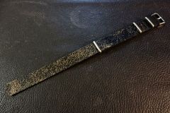 ◆Leather NATO G10Strap◆高品質国産本牛革キップレザー茶芯 エイジドブラック Custom Order(ラグ幅/バックル) 受注生産 腕時計ベルト 黒