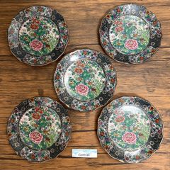 【九谷焼】 4号 皿揃 錦絵 13cm Kutani Ware Plate Set of 5