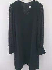 ◇ EMMEL REFINES エメルリファインズ 切替 シアー 総刺繍 長袖 膝丈 ワンピース サイズS ブラック レディース  【1206030001713】のサムネイル