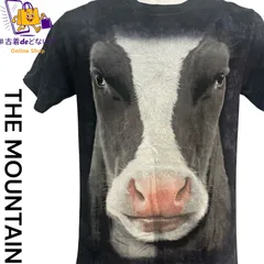極美品　US古着 THE MOUNTAIN 子牛 Tシャツ アニマルプリント ウシ 動物柄 アニマルTシャツ タイダイ染め リアルアニマルアート Tシャツ S　オーガニック染料