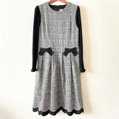 #wnc ギャラリービスコンティ GALLERYVISCONTI ワンピース 2 黒 白 青 リボン チェック リブニット レディース [913205]