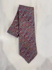 古着 ネクタイ 小花柄 総柄 青系