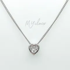 ジルコニア　ネックレス　／　ハート　極細チェーン　シンプル　シルバー　一粒