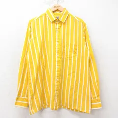 L/古着 長袖 シャツ メンズ 90s 黄他 イエロー ストライプ 25sep12 中古 トップス