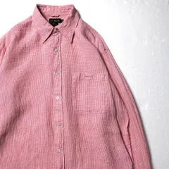 90's Jクルー J.CREW ギンガムチェック 100% リネン シャツ (S) ピンク×白 90年代 旧タグ オールド アメリカ古着 USED  ビンテージ ヴィンテージ