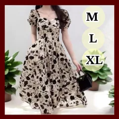 ワンピース 花柄 レトロ 膝丈 スカート 20代 30代 40代 上品  ひざ丈 Mサイズ  Lサイズ  膝下ワンピース  大人かわいい  花柄ワンピース 半袖 レディース膝丈ワンピース ゆったりサイズ 体型カバー はながら