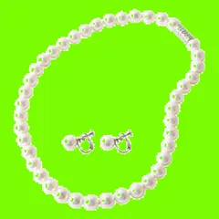 【在庫セール】パールネックレス 【 日本製 花珠貝パール 】 マグネット式 真珠のネックレス 【 選べる パールピアス イヤリング セット 】真珠 8mm 結婚式 冠婚葬祭 卒業式 入学式 アクセサリー [ まつよ 花珠貝パール ] 長さ: 45cm 色: ホ