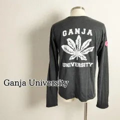 ガンジャユニバーシティーリバーシブルビッグロゴ長袖カットソーロンTグレーイエロー