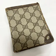 【送料無料】GUCCI/グッチ/二つ折り財布/カードケース/札入れ/財布/ウォレット/サイフ/ベージュ×ブラウン/中古品/GG柄