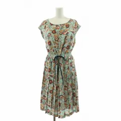 ロイスクレヨン Lois CRAYON プリーツワンピース フレア ミモレ ロング フレンチスリーブ ボートネック 総柄 M マルチカラー /NQ