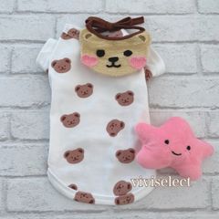 【SALE】犬服  くまさん🐻カットソー♥スタイ付き♥  Sサイズ