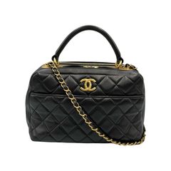 シャネル CHANEL ハンドバッグ マトラッセ ボーリングバッグ ゴールド金具 2WAY チェーンショルダー ラムスキン ブラック レディース