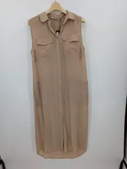 新品タグ付 ALEXANDER WANG ノースリーブ ロングシャツワンピース XS ベージュ