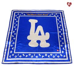 RED LETTERS NOT LA BANDANA【BLUE】(レッドレターズ バンダナ スカーフ サテン LA LOS ANGELES ロサンゼルス 青 ブルー)