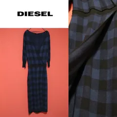 DIESEL バッファローチェック柄 ブルー×ブラック ロングワンピース