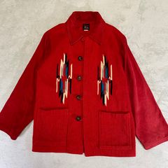 【Tribe square】トライブスクエア　チマヨジャケット　38/40 サイズL ネイティブ柄　ビンテージ　ウッドボタン　シルバーストーン