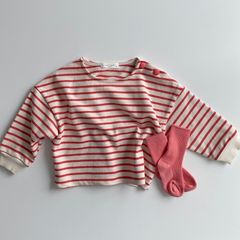 【新品】トップス　長袖　Tシャツ　男女　ボーダー　赤　ベビー　80