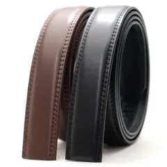 プレーン ブラック/ダークブラウン【2本セット】_幅2.9cm/ウエスト約110cmまで対応 [BEEL] ベール 【ベルト 交換用 帯のみ 2本セット】 ベルト メンズ 牛革 オートロック レザー 紳士 穴無し 大きいサイズ ビジネス スーツ カジュアル プ