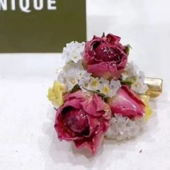 上品なドライフラワーバラの2wayブローチ　　母の日　入学式　結婚式