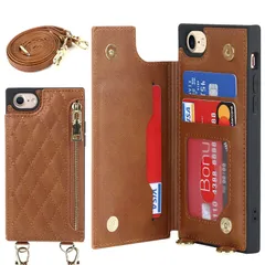 【特売】【Hamany】 iphone se ケース ショルダー iphonese第3世代 ケース 手帳型 iphonese第2世代 ケース グリッドパターン クロスボディケース ジッパー式 ストラップ付き 刺繍 iphone8 ケース iphone7ケース