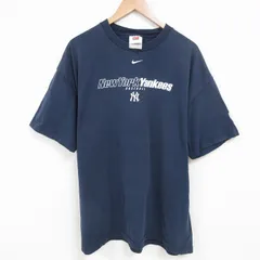 XL/古着 ナイキ NIKE 半袖 ビンテージ Tシャツ メンズ 00s MLB ニューヨークヤンキース 大きいサイズ コットン クルーネック 紺 ネイビー 2