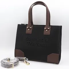 良品 サマンサタバサ キャンバス ブラック/ブラウン ゴールド金具 2way ショルダー/ハンドバッグ NSY 2000000 NSK