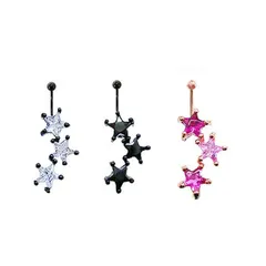 １８Ｇレンジ3スター 耳兼用ボディピアス ヘソピアス へそピアス 耳ピアス