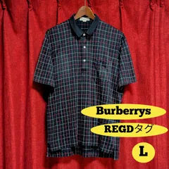 Burberrys REGD バーバリー 半袖 ポロシャツ メンズ 紺 ネイビー ブロックチェック Lサイズ Vintage ヴィンテージ ビンテージ