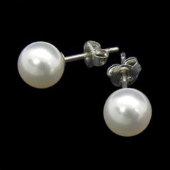 パール スタッドピアス 7.5mm 真珠 一粒 プラチナ PT 冠婚葬祭 フォーマル ジュエリー【中古】【ネコポス配送】