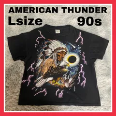 アメリカンサンダー メンズ tシャツ Lサイズ ネイティブアメリカン 先住民 イーグル ハクトウワシ 90s