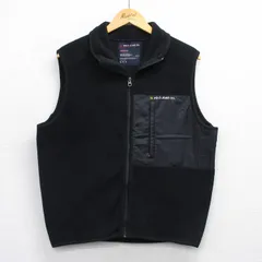 M/古着 ラルフローレン ポロジーンズ ブランド フリース ベスト メンズ ワンポイントロゴ 黒 ブラック spe 25sep30 中古 アウター