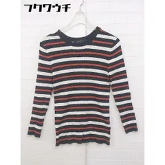◇ nano universe ナノユニバース ボーダー 長袖 ニット セーター サイズF ブラック ホワイト オレンジ レディース 【中古】 【1105060005732】