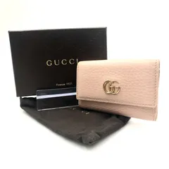 ■良品■GUCCI グッチ　GGマーモント　キーケース　6連　レザー　本革　フューシャピンク ゴールド金具　イタリア製　刻印あり　保存袋、箱付き　レディース