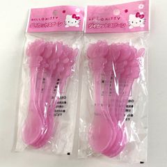 M0920A ハローキティ　スプーン　ダイカットスプーン　5本入り　２セット　まとめ　クリアピンク　サンリオ　レア　希少　当時物　未開封　未使用　長期保管品　デッドストック　くま　うさぎ