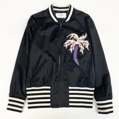 32l26 《美品》 イタリア製 CELINE セリーヌ 22SS パームツリーエンブロイダリーテディジャケット スタッズ レザー切替 ブルゾン 2V57H851C 44 ブラックのサムネイル