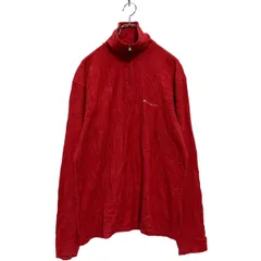 Champion ハーフジップ フリースプルオーバー L レッド チャンピオン ワンポイントロゴ ロンT 古着卸 アメリカ仕入 a603-6088