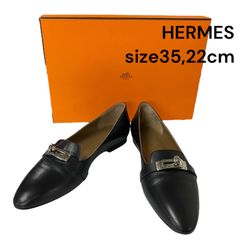 ●エルメス HERMES ケリー金具 パンプス レザー ブラック 35、22cm レディース 5D799