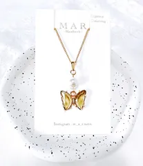Butterfly glas charm necklace