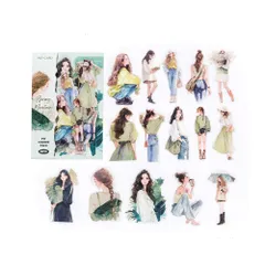 【在庫処分】フレークシール コラージュ シール 素材 ペーパー 素材紙 60枚 レースユートピアステッカーレトロファッショナブルな女の子たち海外韓国 シール帳 Alideco ，メモ用紙ノート素材、日記装飾用品 (weimanchunshan)