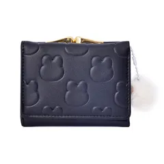 [トカリリ] がま口 財布 女の子 子供用 小学生向け 二つ折り ウサギ デザイン コンパクト 軽量 レディース プレゼント 大容量 小銭入れ付き ガールズ (ウサギ, ブラック) [ブラック] [ウサギ]