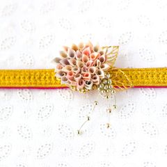 ❁紫陽花マジカルレボリューション帯留め・帯締め飾り♡大人かわいいつまみ細工アクセサリー❁着物・浴衣帯締め飾り・フッション小物・真田紐・三分紐用帯留め＜送料込み＞