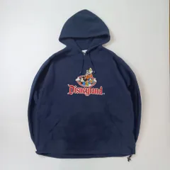 【最終値下げ SALE】Disneyland ディズニーランド フリースパーカー 刺繍 キャラクター オーバーサイズ ネイビー XL　B202507
