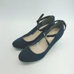 ◇ freude ポインテッドトゥ アンクルストラップ カジュアル シンプル パンプス サイズLL ネイビー レディース E  【1307260010657】
