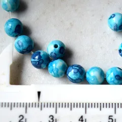 15粒　6㎜　インポート　ビーズ　ラウンド　ブルー　青　普通郵便　送料込み